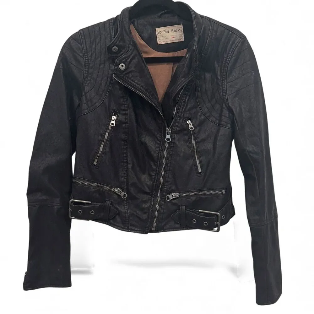 We The Free Felix Vegan Leather Moto Motorcycle Jacket XS Biker